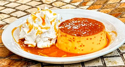 Flan at Maza Restaurant